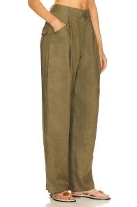 AEXAE Linen Trousers in army green