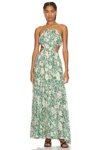 ASTR the Label Sivana Dress Green Floral / strappy cut out maxi dresses