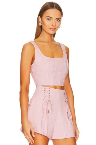 Aureta Corinne Bustier Candy Pink ~ fitted bodice crop tops - flipped
