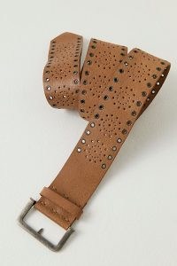 FP Collection Bronco Leather Belt in Butterscotch / women’s brown laser cut and gromet detail belts / womens Western style accessories