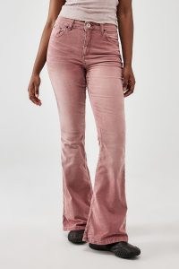 BDG Pink Atlas Mid-Rise Flare Jeans in Pink ~ women’s denim flares