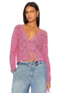 525 Bella Cardigan in Orchid Multi ~ pink lightweight knit cardigans