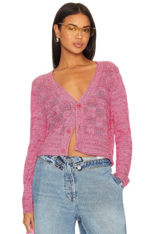 525 Bella Cardigan in Orchid Multi ~ pink lightweight knit cardigans - flipped