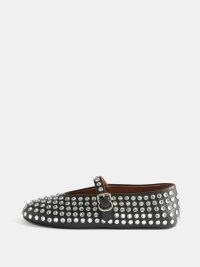 ALAÏA Crystal-embellished buckled leather ballet flats in black ~ luxe ballerinas ~ glamorous flat shoes
