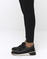 RIVER ISLAND BLACK GLITTER DETAIL TRAINERS ~ women’s sparkly trainer