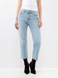 DIESEL Air cotton-blend straight-leg jeans – light blue stone wash denim clothing – cropped hems