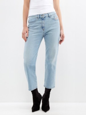 DIESEL Air cotton-blend straight-leg jeans – light blue stone wash denim clothing – cropped hems - flipped