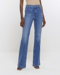 River Island BLUE HIGH WAISTED BOOTCUT JEANS | women’s vintage style denim fashion