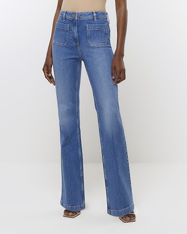 River Island BLUE HIGH WAISTED BOOTCUT JEANS | women’s vintage style denim fashion - flipped