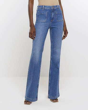River Island BLUE HIGH WAISTED BOOTCUT JEANS | women’s vintage style denim fashion
