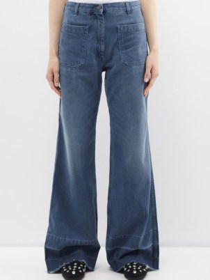 FORTELA Joelle patch-pocket flared jeans – women’s dusty blue denim flares - flipped