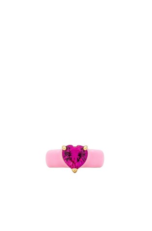 BONBONWHIMS Ling Bling Ring Pink & Hot Pink ~ crystal heart shaped rings - flipped
