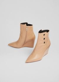 L.K. BENNETT Brie Beige Leather Wedge Ankle Boots ~ luxe retro inspired footwear ~ luxury vintage style wedges ~ wedged heels