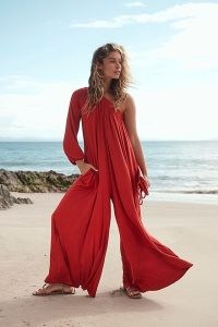 free-est Sunday Stroll Jumpsuit in Rust / flowing wide leg one shoulder jumpsuits / billowy asymmetric fashion / boho clothes / bohemian clothing
