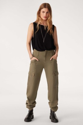 ba&sh dada CARGO TROUSERS GREEN ~ women’s casual side pocket trouser ~ khaki utility pants ~ utilitarian clothing