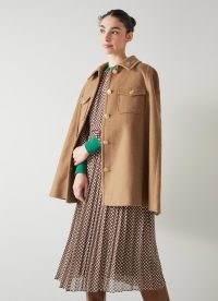 L.K. BENNETT Carter Camel Recycled Wool Cape ~ luxury light brown capes ~ chic winter outerwear