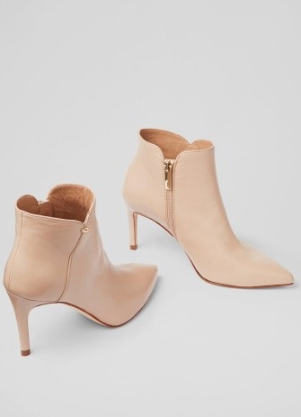 L.K. BENNETT Corinne Beige Leather Ankle Boots ~ luxe soft nappa booties ~ pointed toe ~ stiletto heel ~ curved top detail