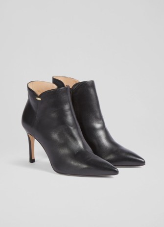 L.K. BENNETT Corinne Black Leather Ankle Boots ~ women’s chic autumn footwear