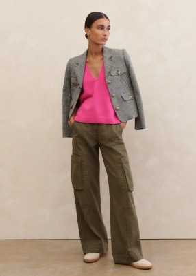ME and EM Cotton Cargo Trouser in Washed Autumn Olive ~ women’s dark green side pocket trousers