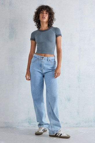 Dickies Thomasville Light Wash Denim Jeans Vintage Denim Medium ~ women’s blue denim straight leg jean - flipped