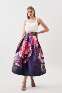 KAREN MILLEN Exploding Floral Prom Maxi Skirt ~ occasion skirts with bold florals and an exaggerated A-line shape ~ full evening event clothing