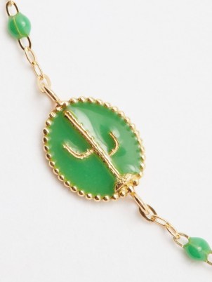GIGI CLOZEAU Cactus resin & 18kt gold bracelet – dainty green bracelets – slender beaded jewellery - flipped
