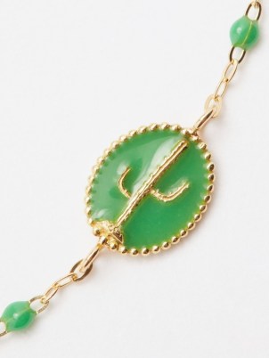 GIGI CLOZEAU Cactus resin & 18kt gold bracelet – dainty green bracelets – slender beaded jewellery