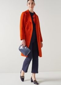 L.K. BENNETT Greta Orange Wool-Blend Coat / women’s luxury autumn coats