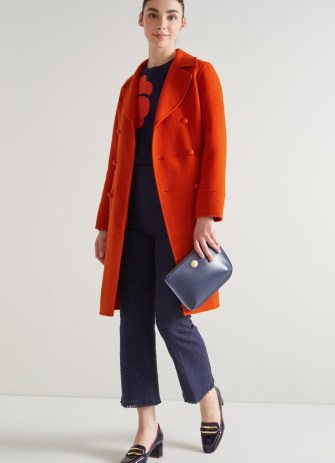 L.K. BENNETT Greta Orange Wool-Blend Coat / women’s luxury autumn coats - flipped