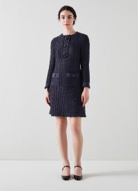 L.K. BENNETT Hanna Navy And Black Italian Tweed Dress ~ chic textured dresses
