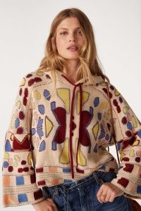 ba&sh oanel HOODIE in Ecru | women’s retro style hooded jumpers | geo patterned hoodies | vintage look fashion