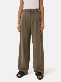JIGSAW Fluid Twill Nik Trouser in Taupe ~ women’s smart brown tone suit trouser