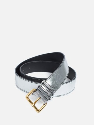 Jigsaw Metallic Leather Belt in Silver ~ women’s belts - flipped
