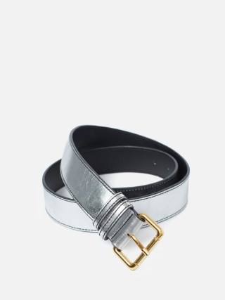 Jigsaw Metallic Leather Belt in Silver ~ women’s belts