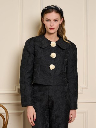 sister jane Cheri Rose Jacquard Jacket in Ink Black ~ feminine floral jackets ~ THE MADELEINE MOMENT