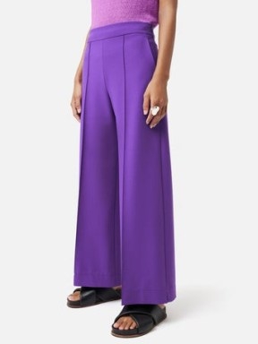 JIGSAW Modern Crepe Sailor Trouser in Purple ~ women’s smart wide leg trousers - flipped