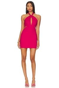 Lovers and Friends Montrose Mini Dress in Pink ~ halterneck cut out dresses ~ halter neck keyhole cutout evening fashion