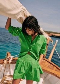 Sezane NICOLO SHORTS Green ~ cotton summer short