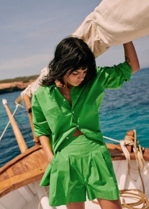 Sezane NICOLO SHORTS Green ~ cotton summer short - flipped