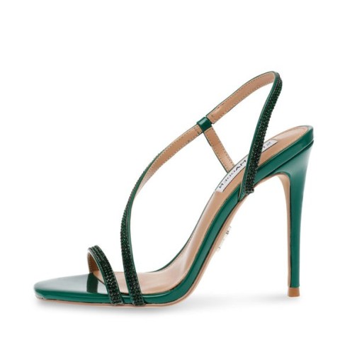 strappy green heels ~ STEVE MADDEN NOVELIZE-R SANDAL in EMERALD - flipped