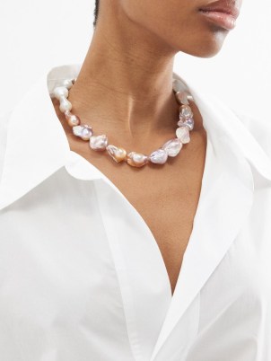 COMPLETEDWORKS Baroque pearl and sterling-silver necklace in pink / white ~ statement necklaces with large pearls ~ chic jewellery - flipped