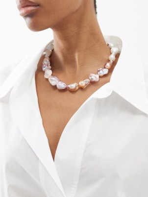 COMPLETEDWORKS Baroque pearl and sterling-silver necklace in pink / white ~ statement necklaces with large pearls ~ chic jewellery