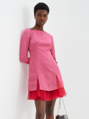 MOLLY GODDARD Betty tulle-layer crepe mini dress in pink and red - flipped