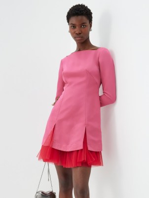 MOLLY GODDARD Betty tulle-layer crepe mini dress in pink and red