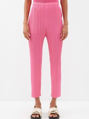PLEATS PLEASE ISSEY MIYAKE Cropped technical-pleated trousers in Pink ~ bubblegum coloured crop leg trouser