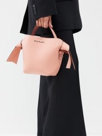 ACNE STUDIOS Musubi mini leather cross-body bag in pink ~ luxe top handle bags ~ luxury crossbody handbag