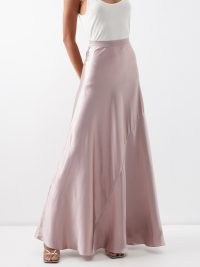 RAEY Panelled silk-satin full slip skirt in light pink ~ long length silky bias cut skirts ~ fluid clothing