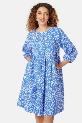 gorman Porcelain Dress – blue organic cotton long sleeve dresses