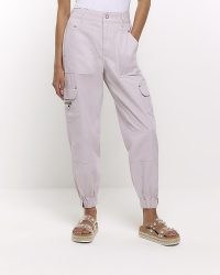 RIVER ISLAND PURPLE CUFFED CARGO TROUSERS ~ women’s casual side pocket utility trouser