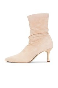 Rag & Bone Brea Slouch Boot Rose Dust Suede ~ light pink slouchy boots ~ ruched footwear